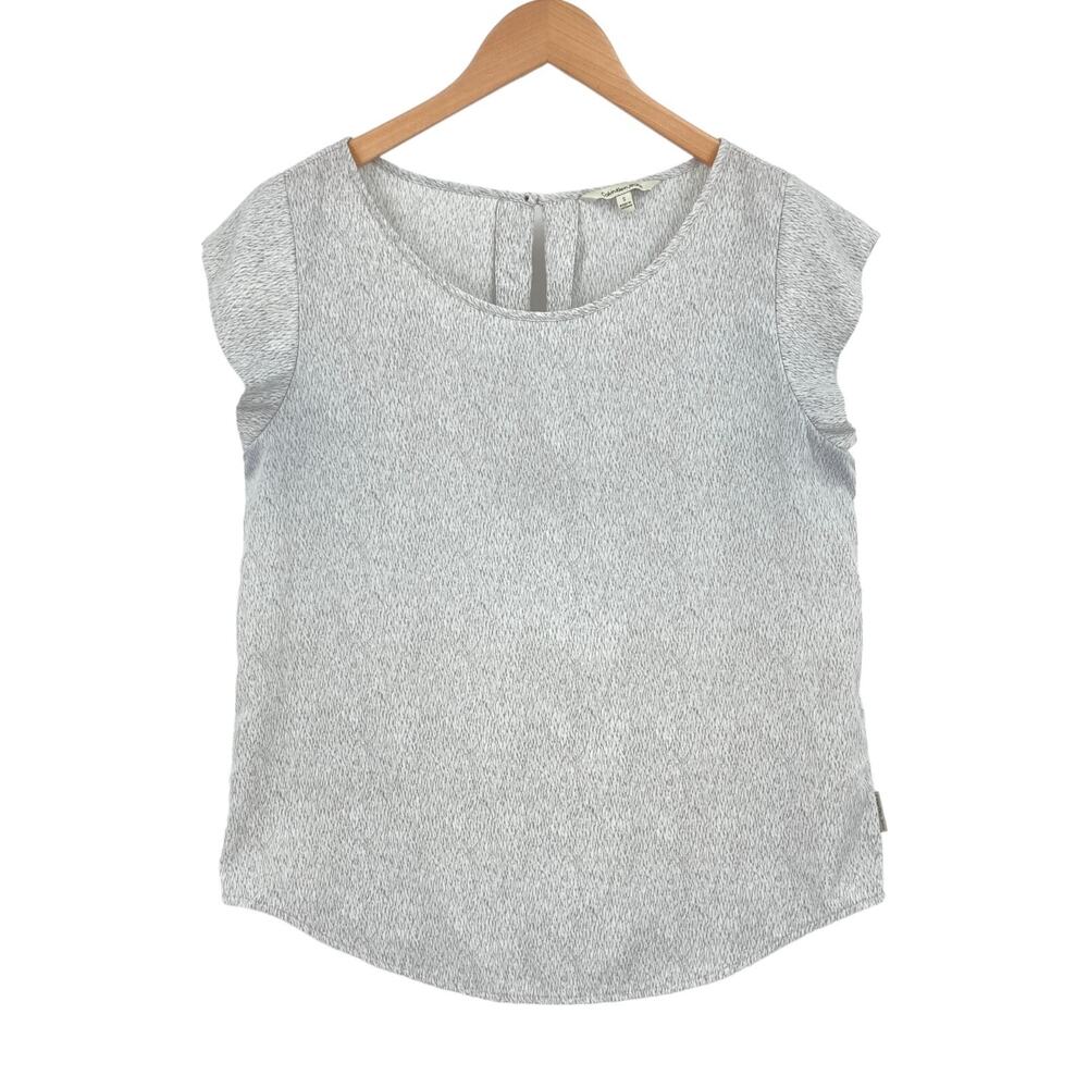 Calvin Klein Blouse Womens Small Gray Textured Short Sleeve Round Neck Pullover